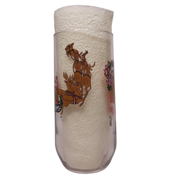 Vintage Santa Claus Drinking Glasses 1992 Reindeer 16 oz Luminarc USA - Picture 5 of 7